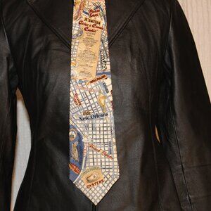 Museum Artifacts New Orleans Historic Sites Map TIE Silk Novelty Mardi Gras